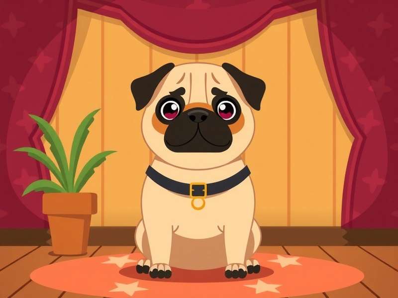 A Pug pet from Adopt Me game showing its happy expression and animations