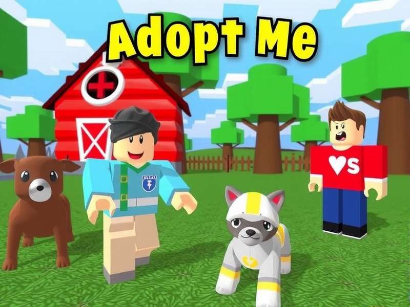Adopt Me Roblox gameplay showing pets and players in a colorful world
