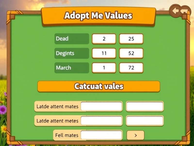 Adopt Me Values Calculator dashboard showing pet trade values and rarity tiers