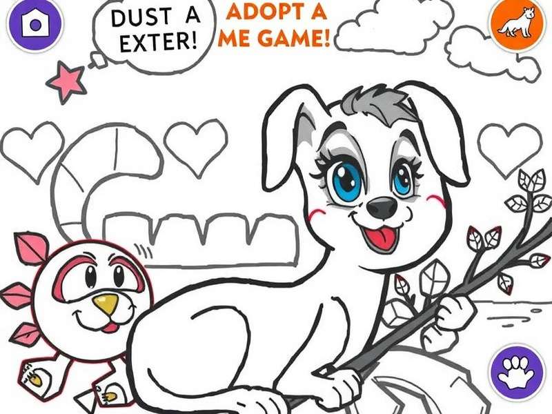 Adopt Me Game Coloring Pages featuring rare pets Shadow Dragon, Frost Dragon, Giraffe and Crow